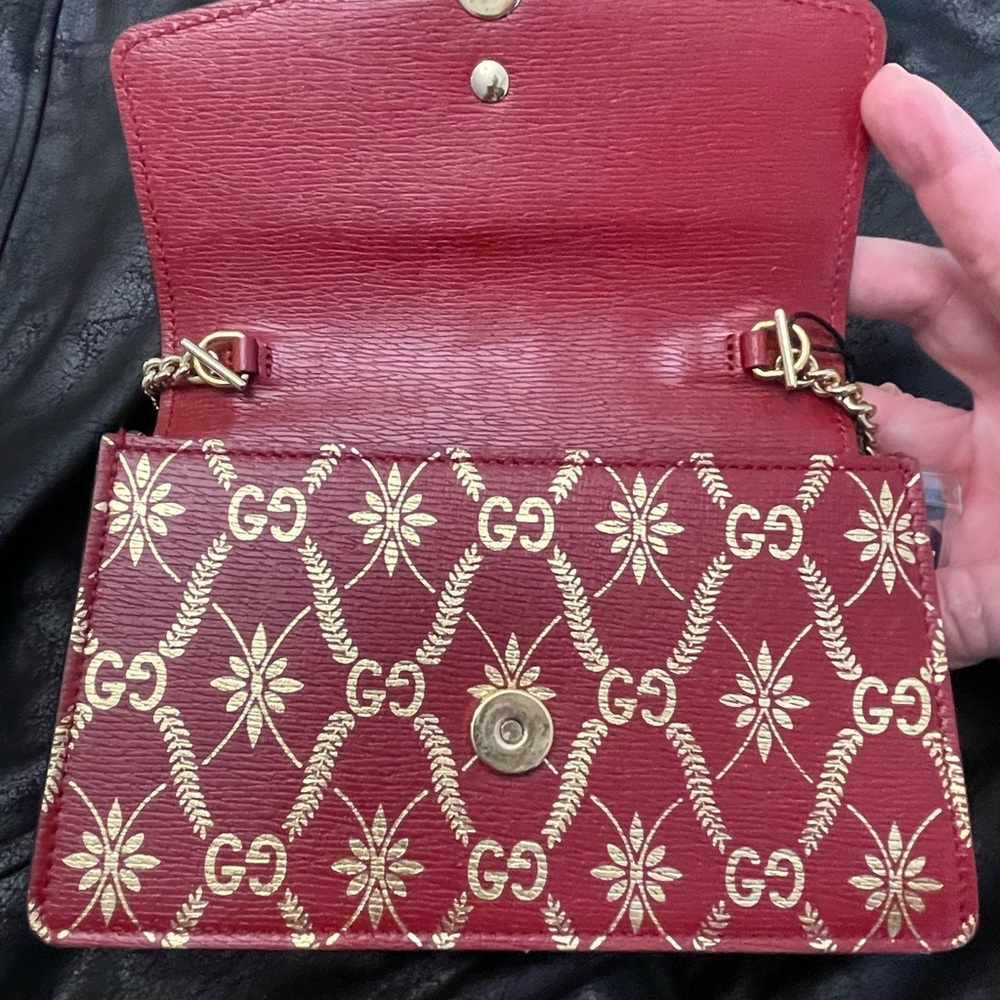 Gucci Red Sylvie Super Mini w/Gold Shoulder Chain - Picture 11 of 11